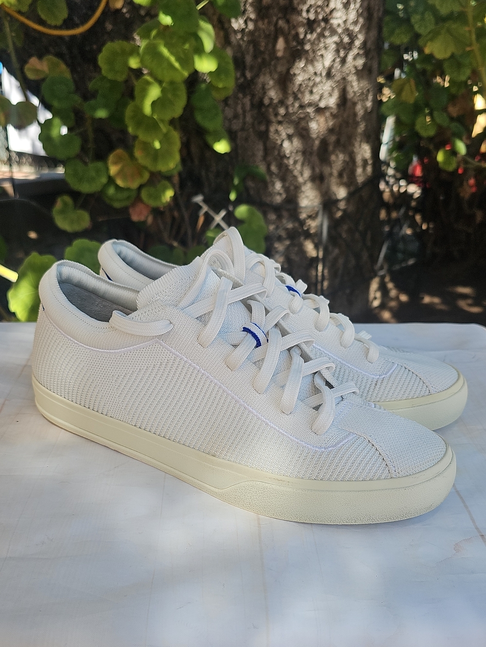 Rothy's Women's Low-Top Knit Sneakers in White with Cream Sole